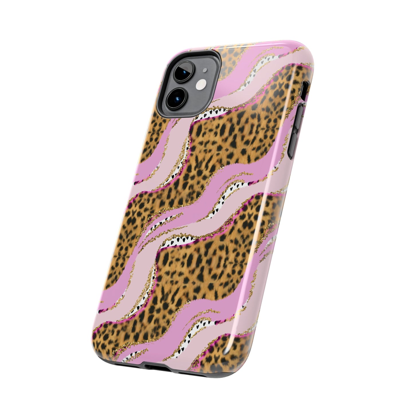 Cheetah Waves with Pink and Gold Design Phone Case- Lightweight, Impact Resistant Cover for iPhone 6, 6s, 12, 13, 14, 15