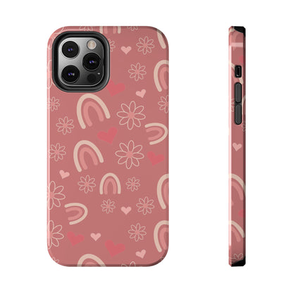 Daisy and Mauve Boho Rainbow print Design Tough Phone Case compatible with a large variety of iPhone models, Gift, Phone Case