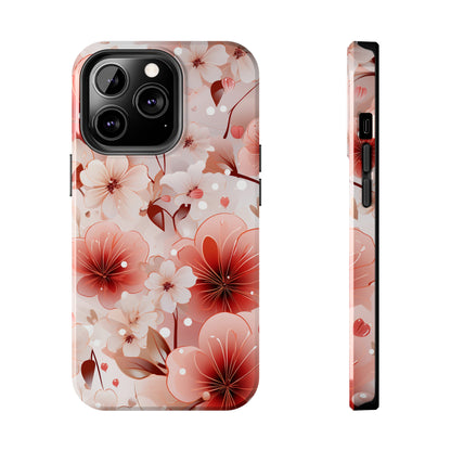 Pink Floral Pattern Design Tough Phone Case compatible with a large variety of iPhone models, Gift, Phone Case