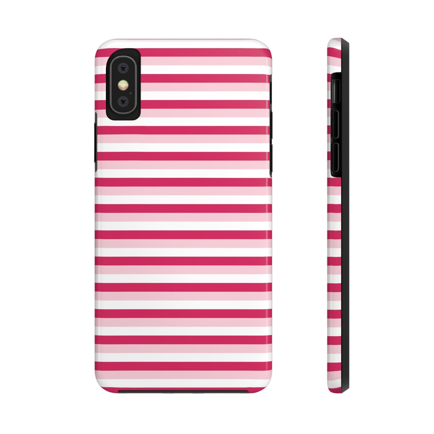 Pink and White Girly Stripe print Design Tough Phone Case compatible with a large variety of iPhone models, Gift, Phone Case