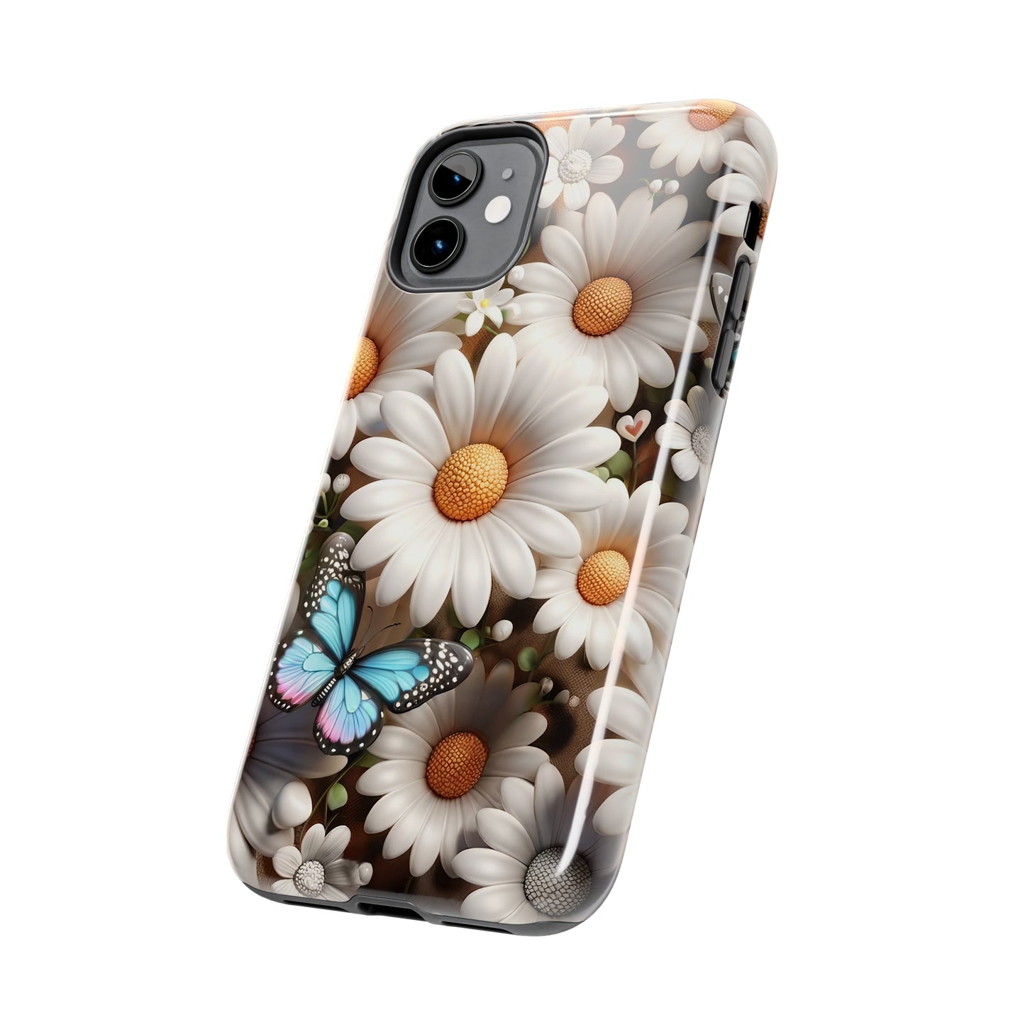 Butterflies, Leopard Print & Daisies Digital print Design Tough Phone Case compatible with a large variety of iPhone models,Gift, Phone Case