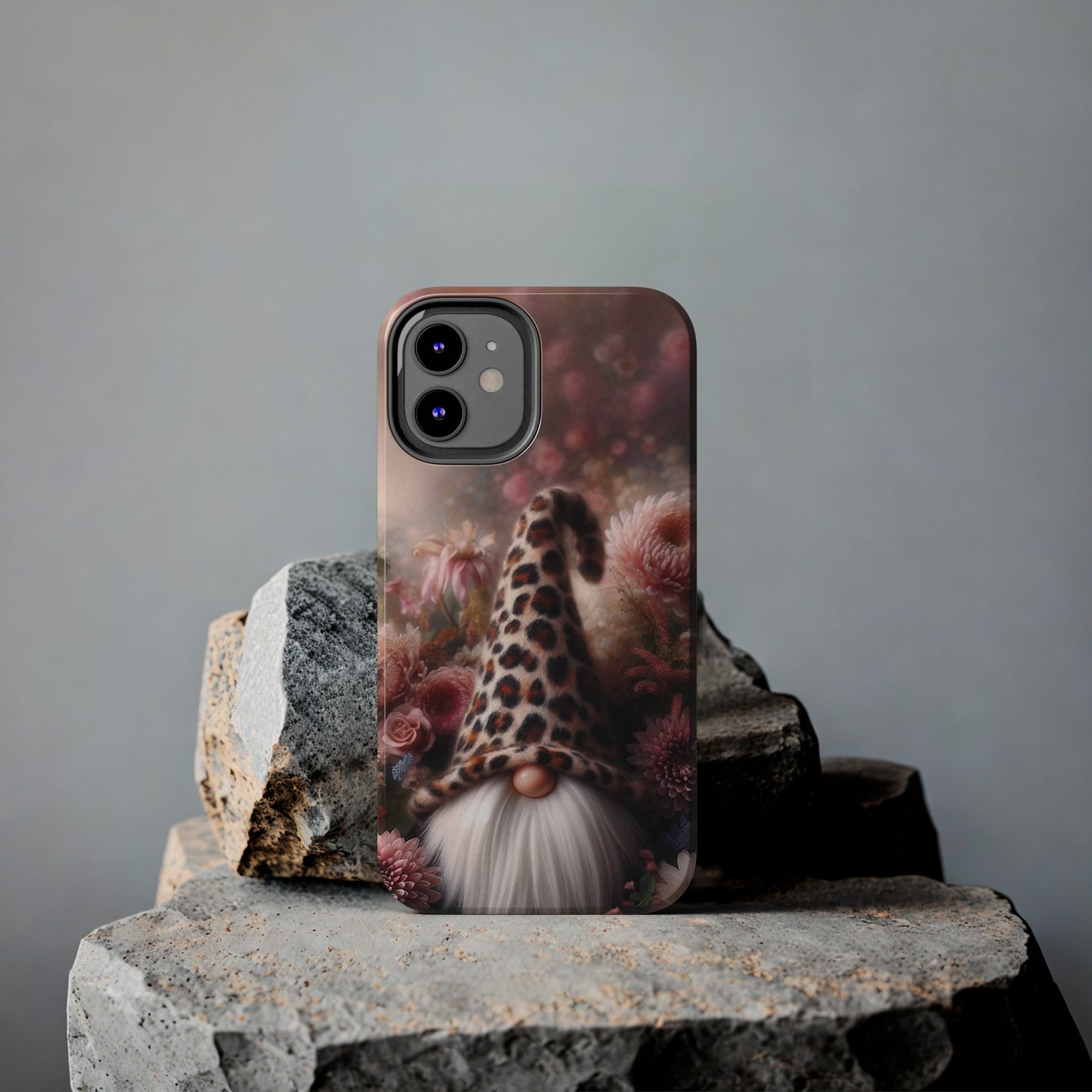 Leopard Print Fantasy Gnome Design Phone Case- Lightweight, Impact Resistant Cover for iPhone 6, 6s, 12, 13, 14, 15