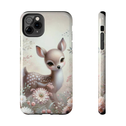 Cute Fawn and Floral print Design Tough Phone Case compatible with a large variety of iPhone models, Gift, Phone Case