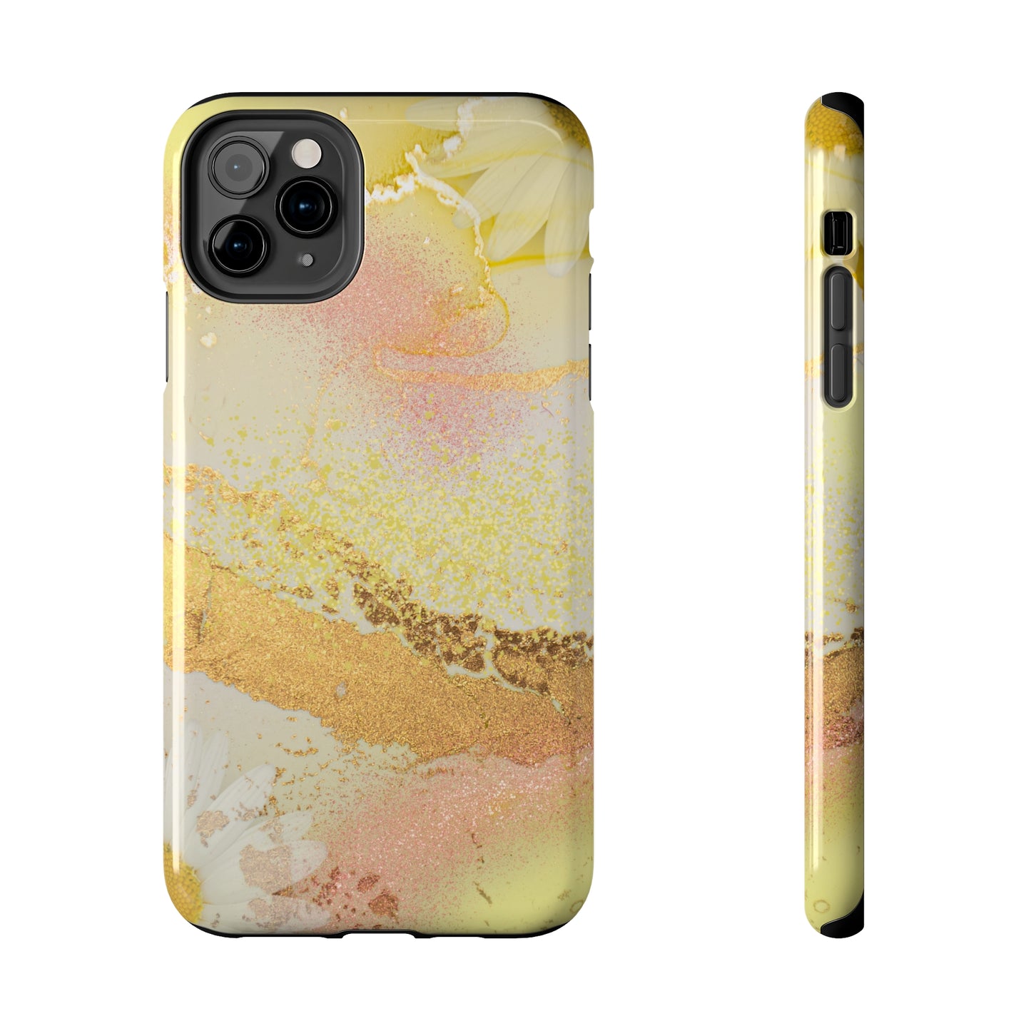 Yellow and Rose Gold Marble design Tough Phone Case compatible with a large variety of iPhone models, Gift, Phone