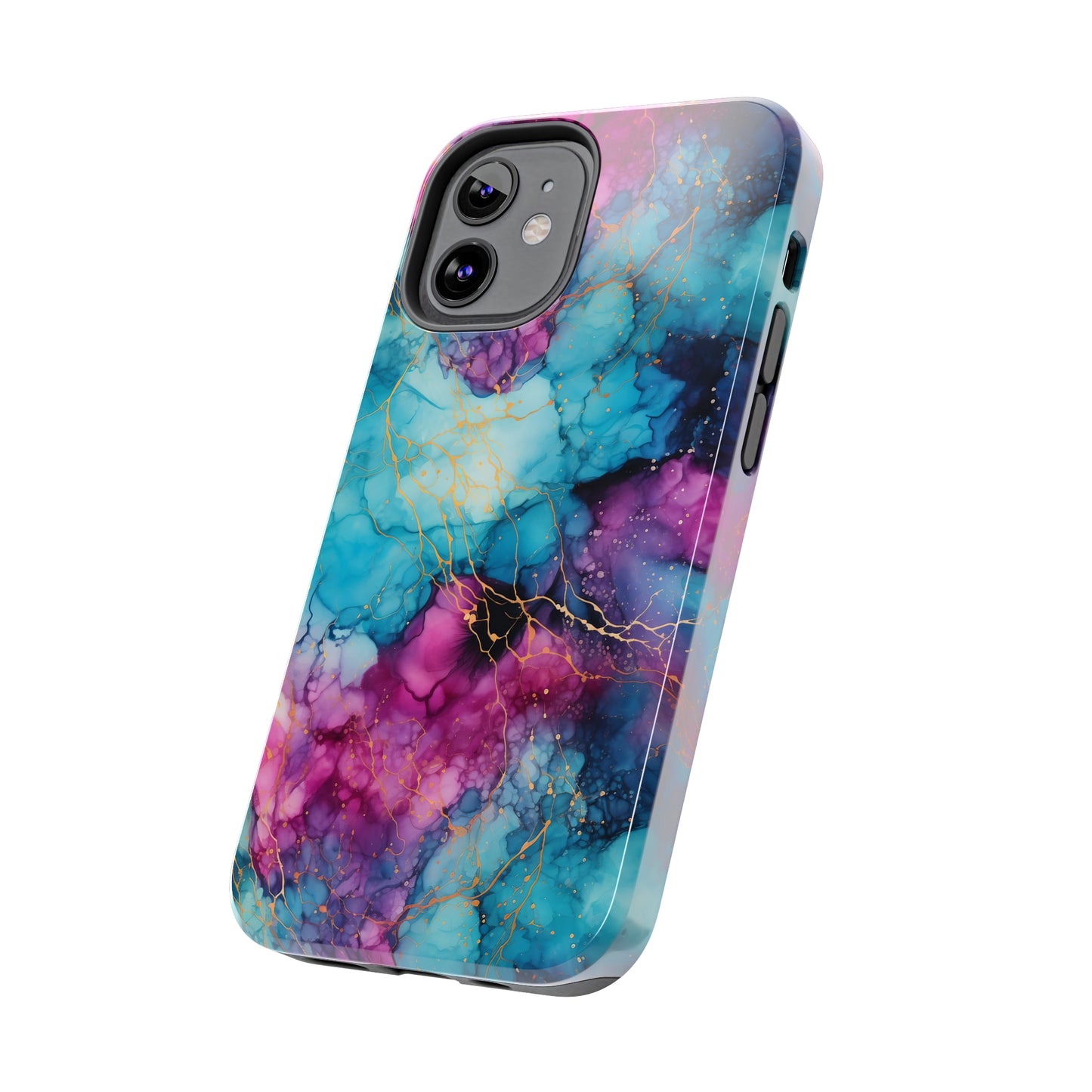 Blue and Purple Alcohol Ink Digital print Design Tough Phone Case compatible with a large variety of iPhone models, Gift, Phone Case