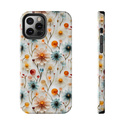 3D Glass Flower Pattern Design Tough Phone Case compatible with a large variety of iPhone models, Phone Case, Birthday Gift