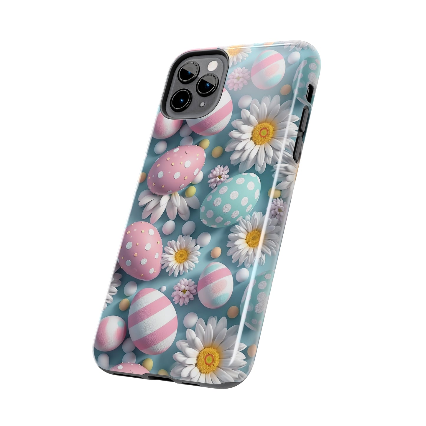 Easter Eggs and Daisies Digital print Design Tough Phone Case compatible with a large variety of iPhone models, Gift, Phone Case