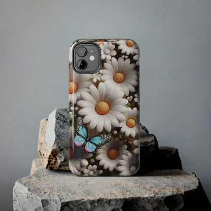 Butterflies, Leopard Print & Daisies Digital print Design Tough Phone Case compatible with a large variety of iPhone models,Gift, Phone Case