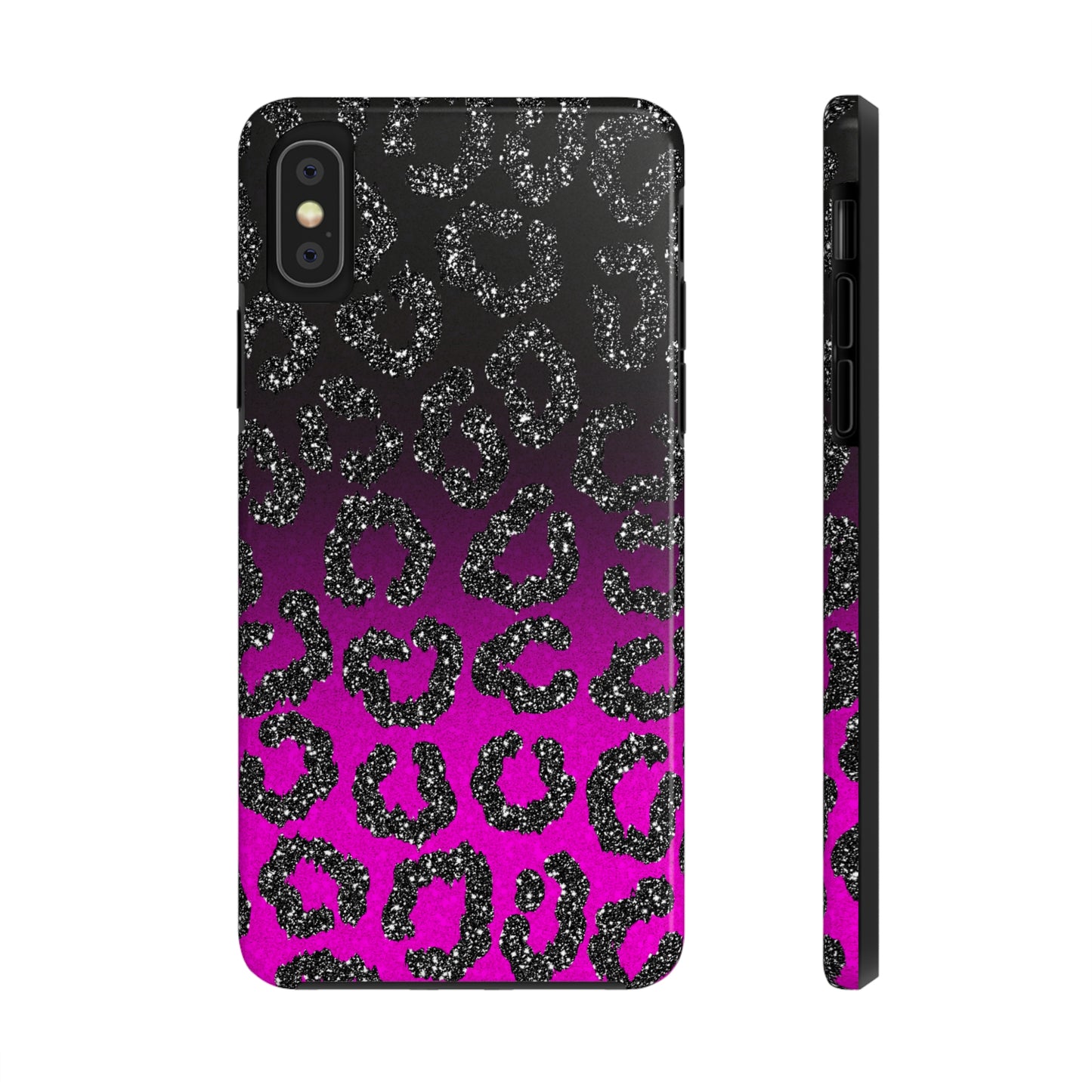 Pink and Black Ombre Leopard Design Phone Case- Lightweight, Impact Resistant Cover for iPhone 6, 6s, 12, 13, 14, 15