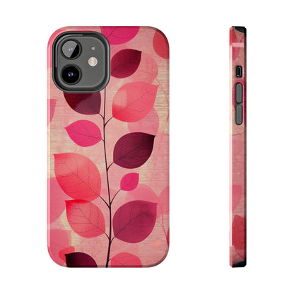 Girly Pink Abstract Leaf Design Tough Phone Case