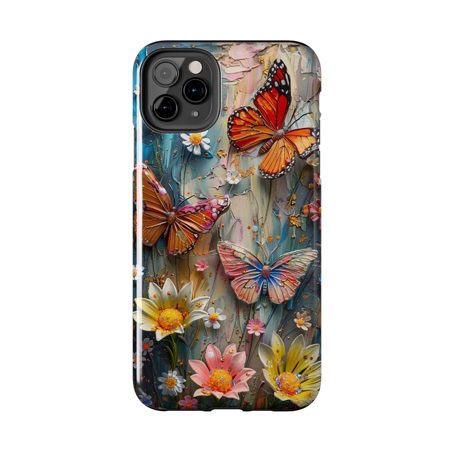 Butterfly Floral Art iPhone Case, Vibrant Nature-Inspired Protective Phone Cover compatible with a large variety of iPhone models, Phone Case, Gift