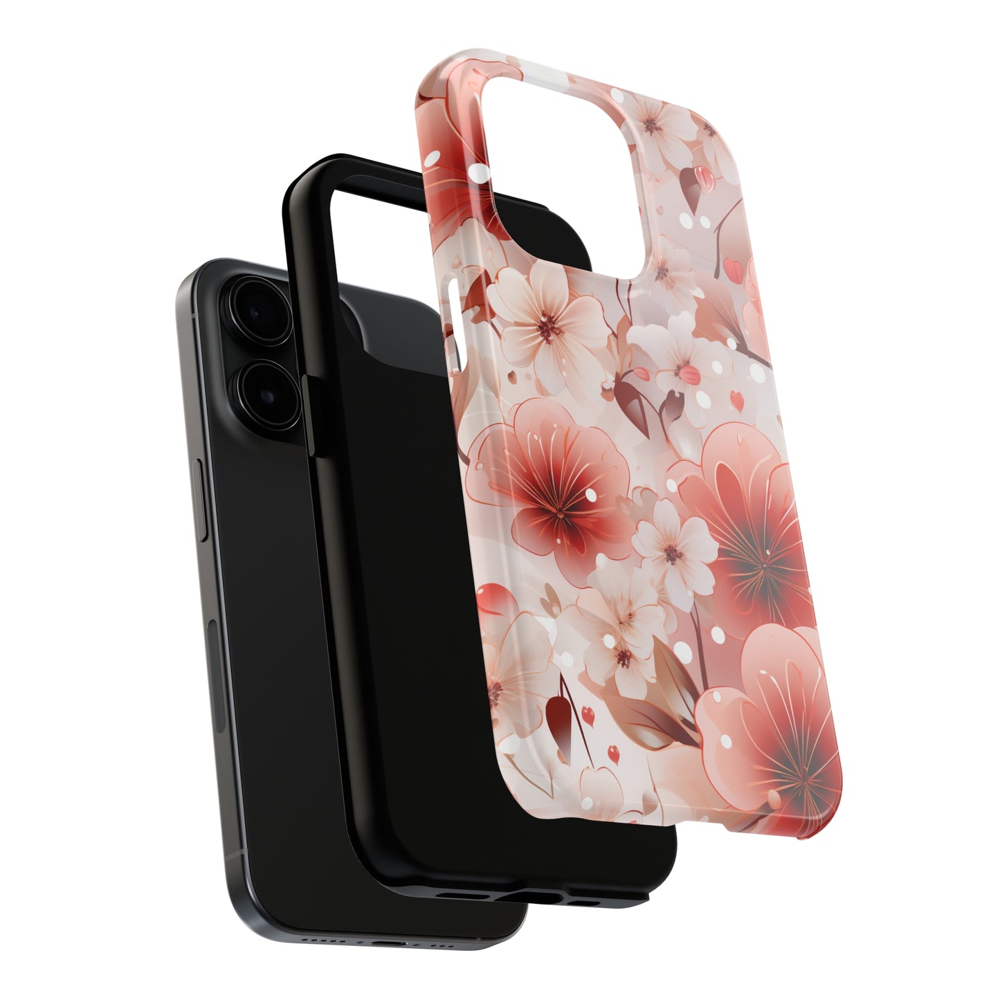 Pink Floral Pattern Design Tough Phone Case compatible with a large variety of iPhone models, Gift, Phone Case