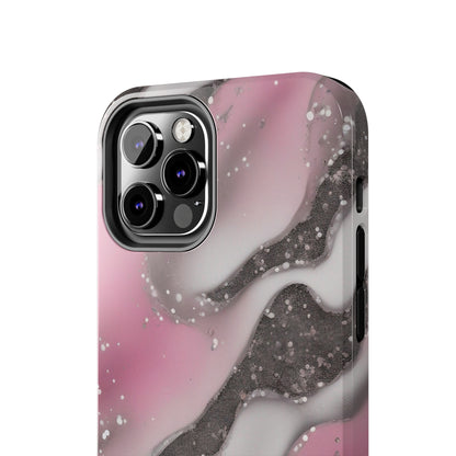 Waves of Pink and Black Pattern print design Tough Phone Case compatible with a large variety of phone models, Phone Case