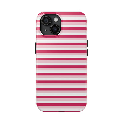 Pink and White Girly Stripe print Design Tough Phone Case compatible with a large variety of iPhone models, Gift, Phone Case