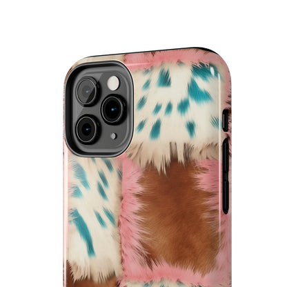 Modern Cowgirl Cowhide Design Pattern Print Tough Phone Case compatible with a large variety of phone models, Phone Case, Gift