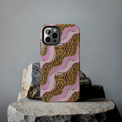 Cheetah Waves with Pink and Gold Design Phone Case- Lightweight, Impact Resistant Cover for iPhone 6, 6s, 12, 13, 14, 15