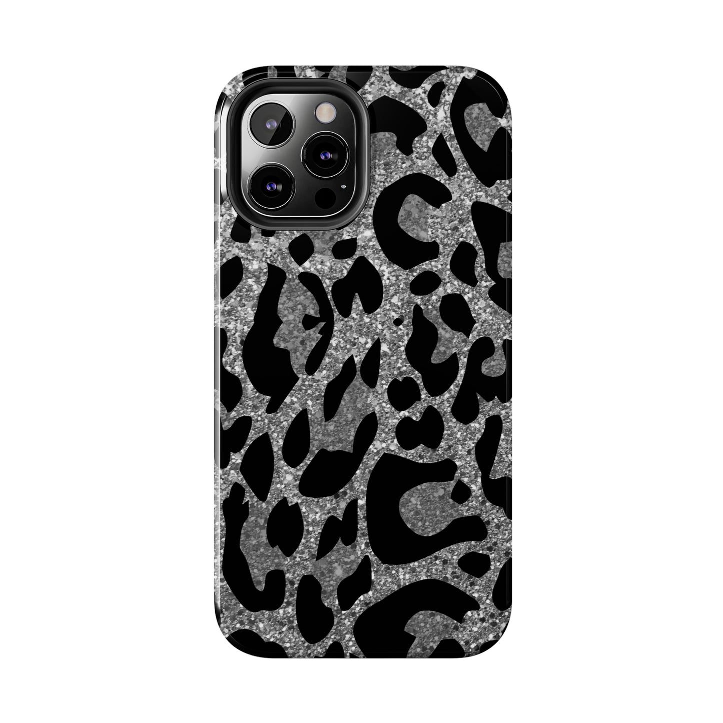 Silver and Black Leopard Design Phone Case- Lightweight, Impact Resistant Cover for iPhone 6, 6s, 12, 13, 14, 15