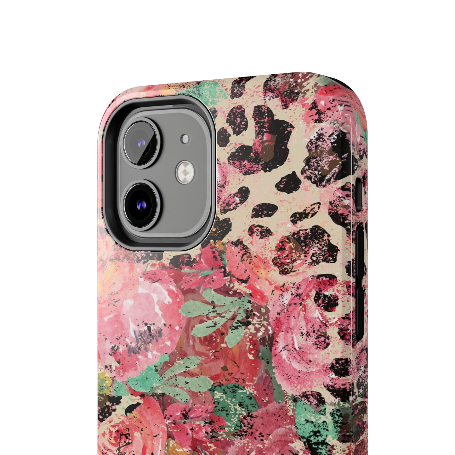 Western Leopard and Pink Roses Design Phone Case- Lightweight, Impact Resistant Cover for iPhone 6, 6s, 12, 13, 14, 15