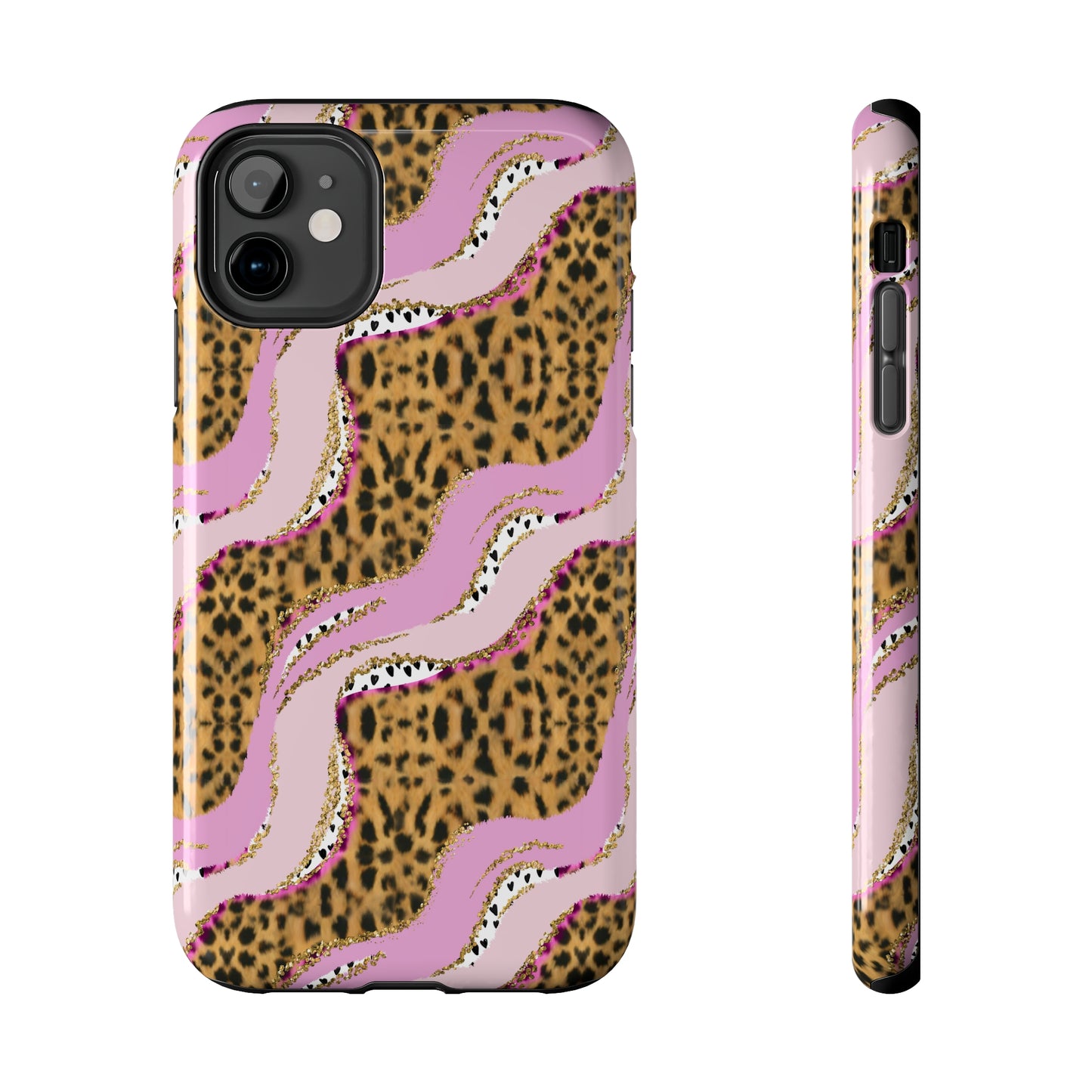 Cheetah Waves with Pink and Gold Design Phone Case- Lightweight, Impact Resistant Cover for iPhone 6, 6s, 12, 13, 14, 15