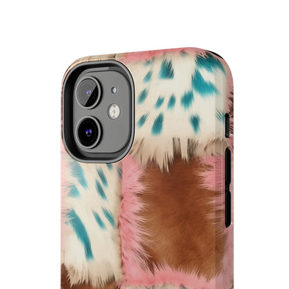 Modern Cowgirl Cowhide Design Pattern Print Tough Phone Case compatible with a large variety of phone models, Phone Case, Gift