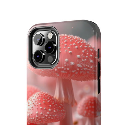 Whimsical Pink Mushrooms and Daisies Design Tough Phone Case compatible with a large variety of iPhone models, Gift, Phone Case