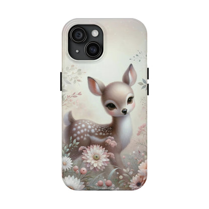 Cute Fawn and Floral print Design Tough Phone Case compatible with a large variety of iPhone models, Gift, Phone Case