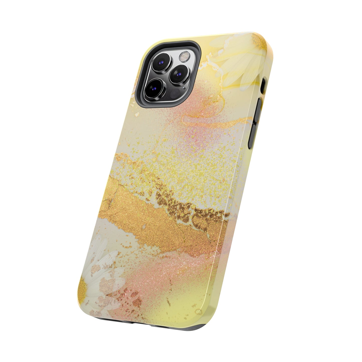 Yellow and Rose Gold Marble design Tough Phone Case compatible with a large variety of iPhone models, Gift, Phone