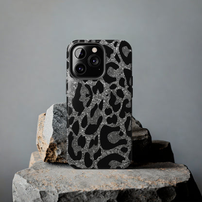 Silver and Black Leopard Design Phone Case- Lightweight, Impact Resistant Cover for iPhone 6, 6s, 12, 13, 14, 15