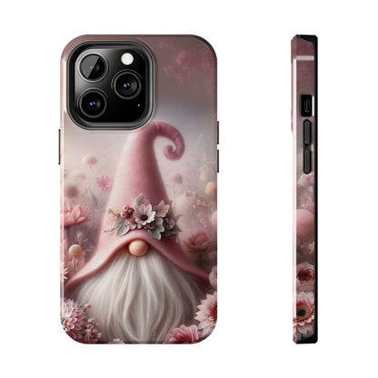 Pink Floral Fantasy Gnome Design Phone Case- Lightweight, Impact Resistant Cover for iPhone 6, 6s, 12, 13, 14, 15