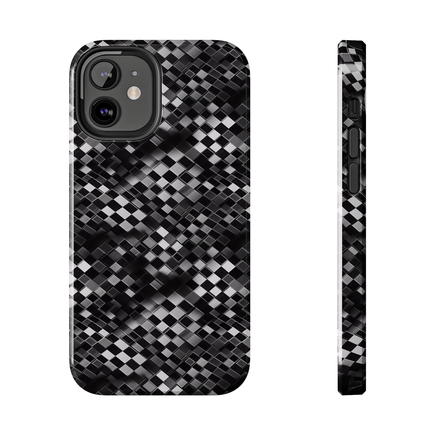 3D Checkerboard Print Pattern Design Tough Phone Case compatible with a large variety of iPhone models, Phone Case, Gift