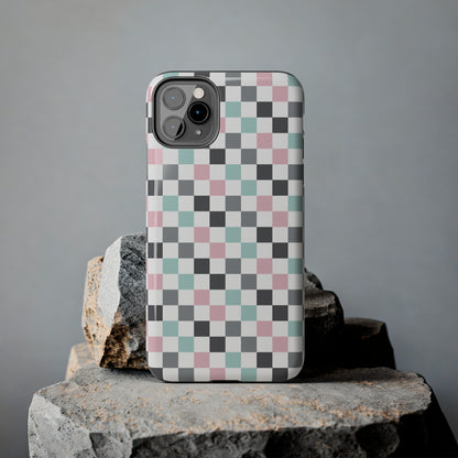 Multicolor Checkerboard print design Tough Phone Case compatible with a large variety of iphone models