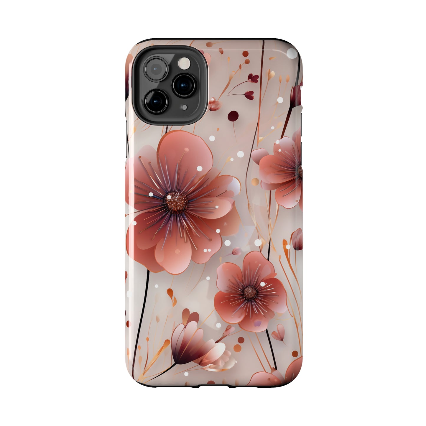 Pretty Mauve Flowers Pattern Design Tough Phone Case compatible with a large variety of iPhone models, Gift, Phone Case