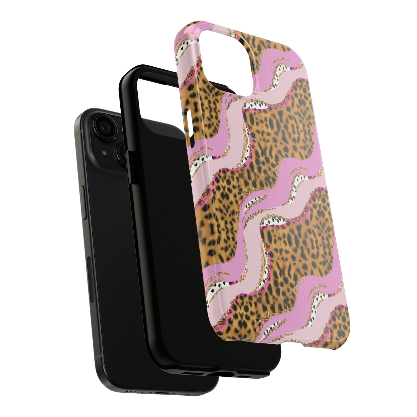 Cheetah Waves with Pink and Gold Design Phone Case- Lightweight, Impact Resistant Cover for iPhone 6, 6s, 12, 13, 14, 15