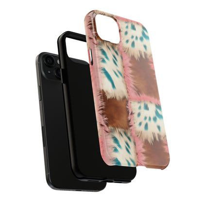 Modern Cowgirl Cowhide Design Pattern Print Tough Phone Case compatible with a large variety of phone models, Phone Case, Gift