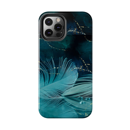 Dreamy Blue Feather design Tough Phone Case compatible with a large variety of iPhone models, Gift, Phone