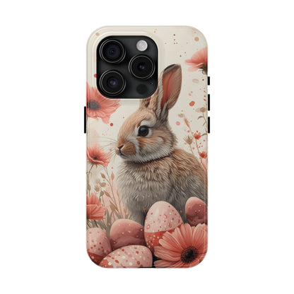 Watercolor Easter Bunny and Spring Flowers Design Phone Case- Lightweight, Impact Resistant Cover for iPhone 6, 6s, 12, 13, 14, 15