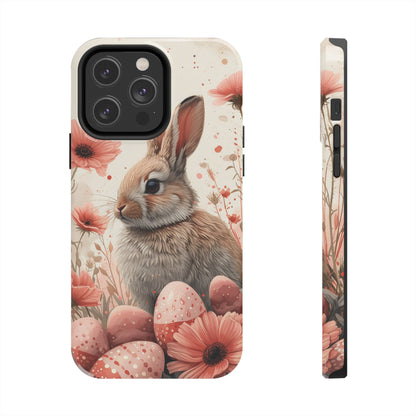 Watercolor Easter Bunny and Spring Flowers Design Phone Case- Lightweight, Impact Resistant Cover for iPhone 6, 6s, 12, 13, 14, 15