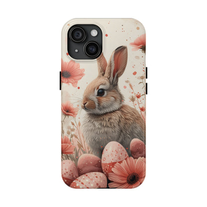 Watercolor Easter Bunny and Spring Flowers Design Phone Case- Lightweight, Impact Resistant Cover for iPhone 6, 6s, 12, 13, 14, 15