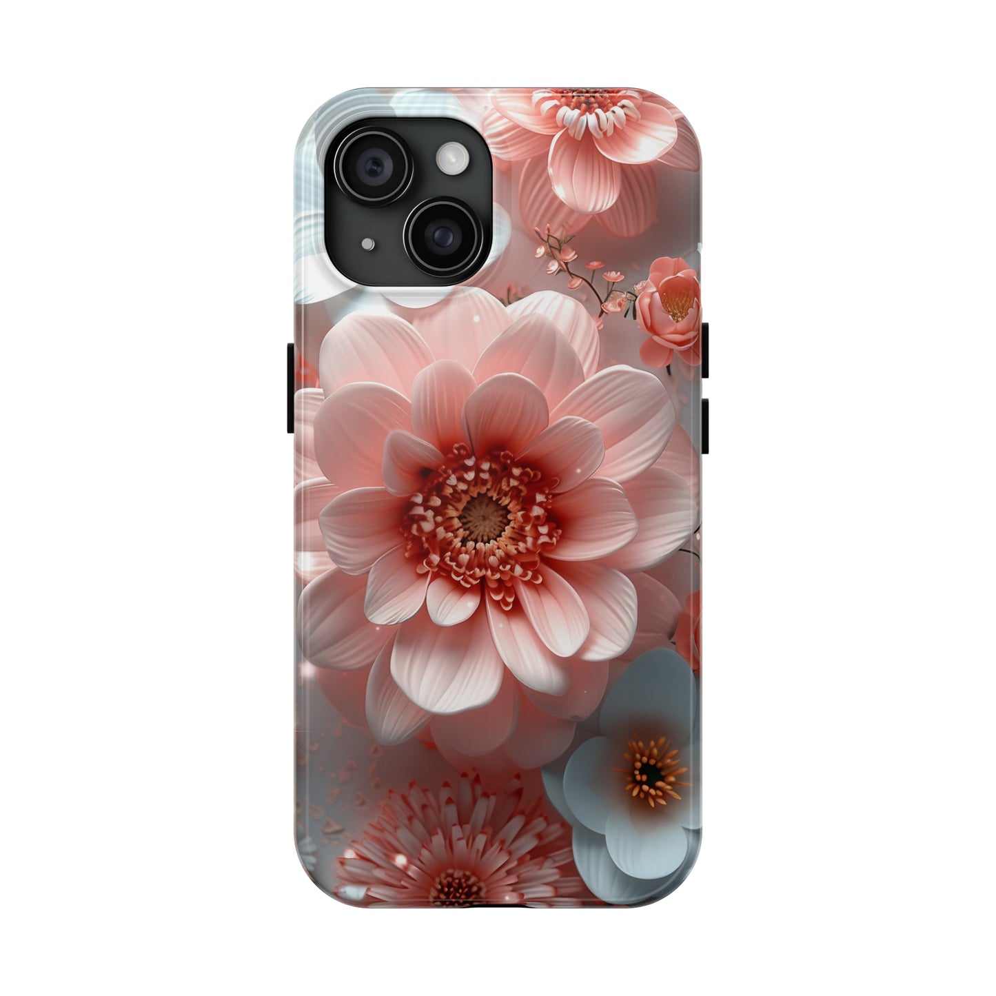 Beautiful 3D Pink & White Floral Design Tough Phone Case.