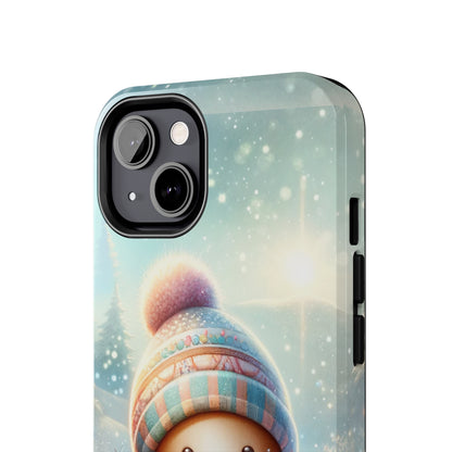 Cute Happy Gingerbread Man in the Snow Pattern Design Tough Phone Case compatible with a large variety of iPhone models, Gift, Phone Case