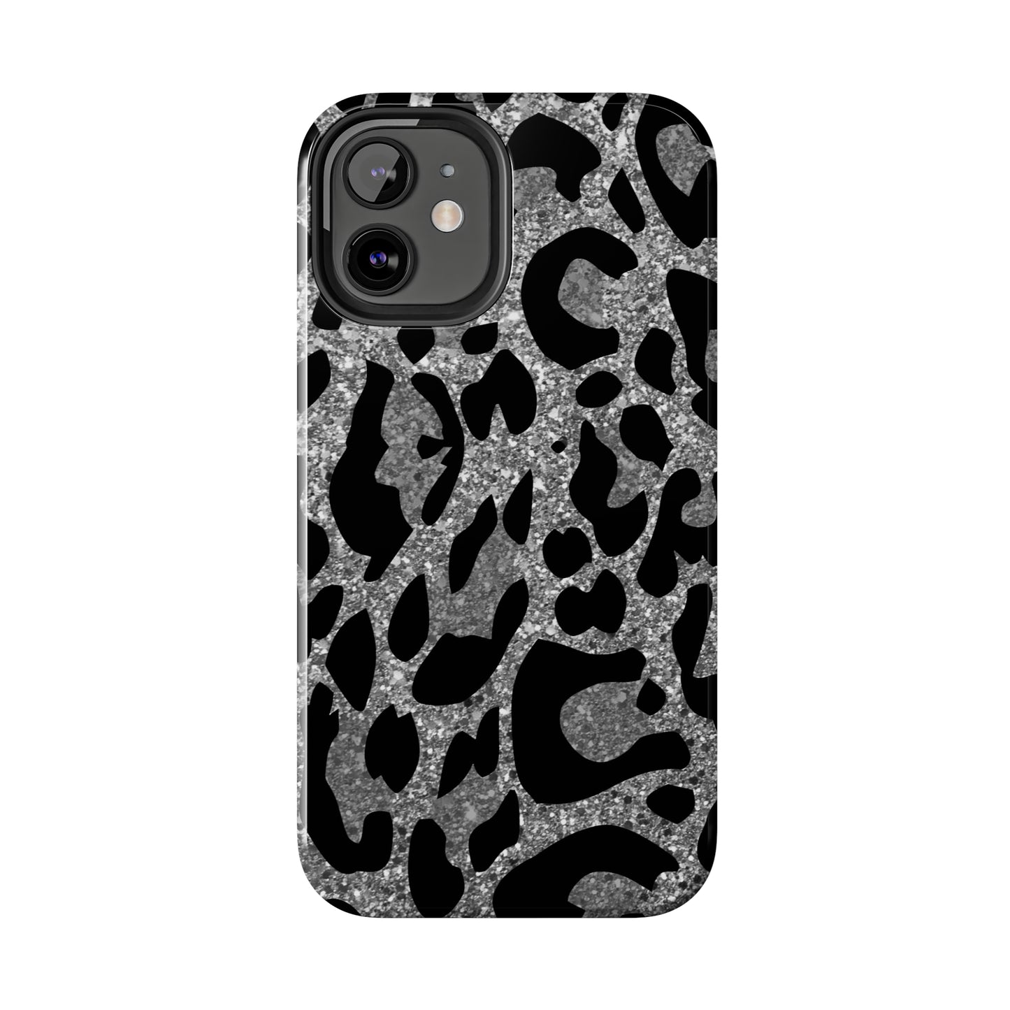 Silver and Black Leopard Design Phone Case- Lightweight, Impact Resistant Cover for iPhone 6, 6s, 12, 13, 14, 15