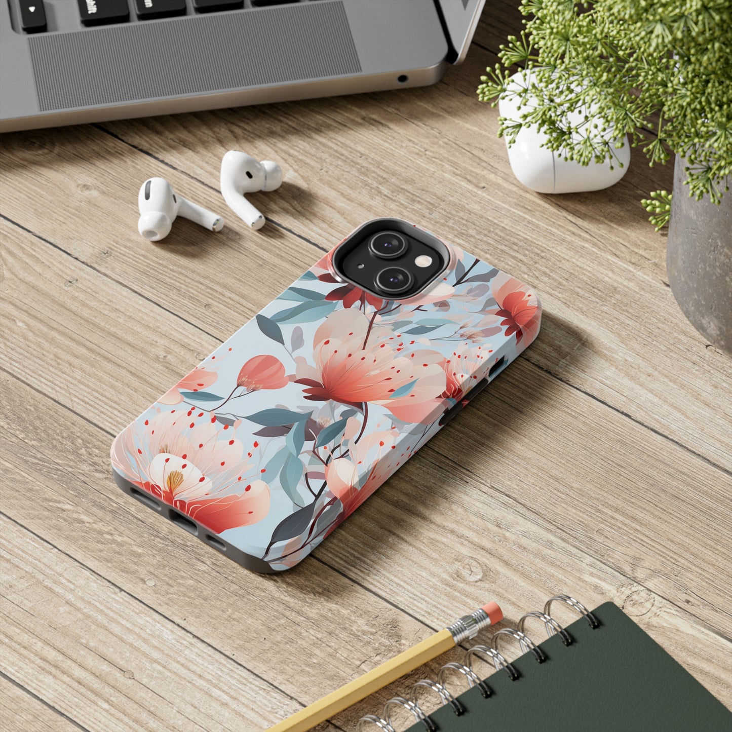 Red Flowers Digital print Design Tough Phone Case compatible with a large variety of iPhone models, Gift, Phone Case