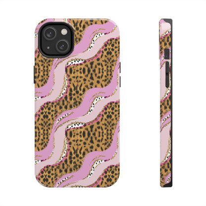 Cheetah Waves with Pink and Gold Design Phone Case- Lightweight, Impact Resistant Cover for iPhone 6, 6s, 12, 13, 14, 15