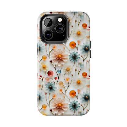 3D Glass Flower Pattern Design Tough Phone Case compatible with a large variety of iPhone models, Phone Case, Birthday Gift