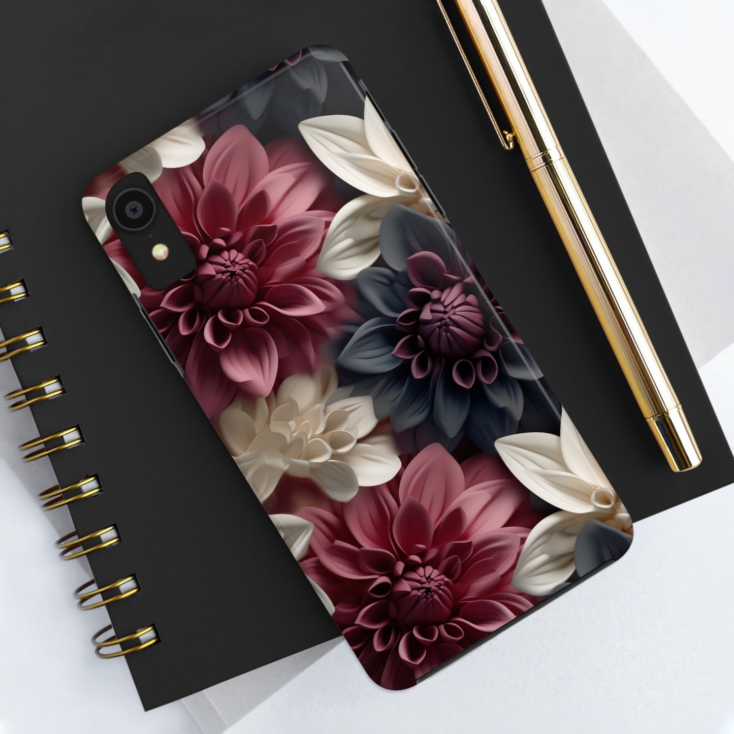 Elegant Dahlias design Tough Phone Case compatible with a large variety of iPhone models, Birthday Gift, Phone Case