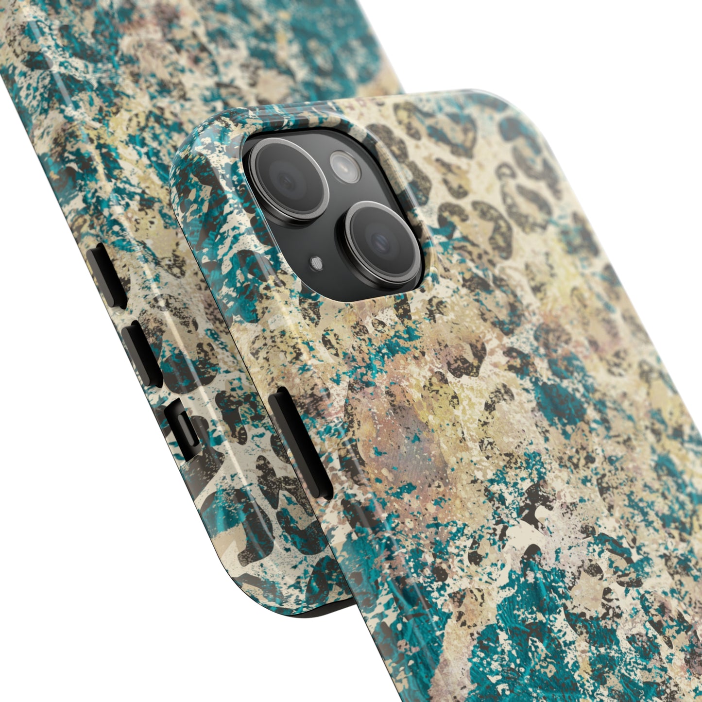 Western Turquoise and Cheetah Design Tough Phone Case compatible with a large variety of phone models, Gift, Phone Case