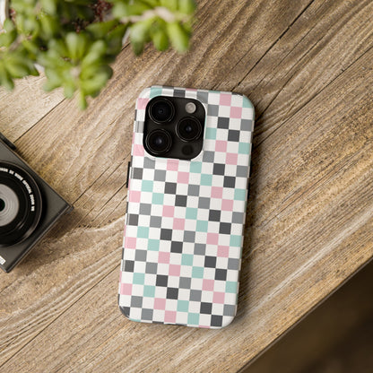 Multicolor Checkerboard print design Tough Phone Case compatible with a large variety of iphone models