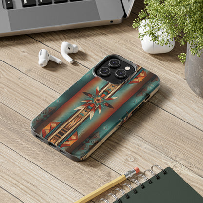 Beautiful Blue Native American Pattern Design Tough Phone Case compatible with a large variety of iPhone models, Gift, Phone Case