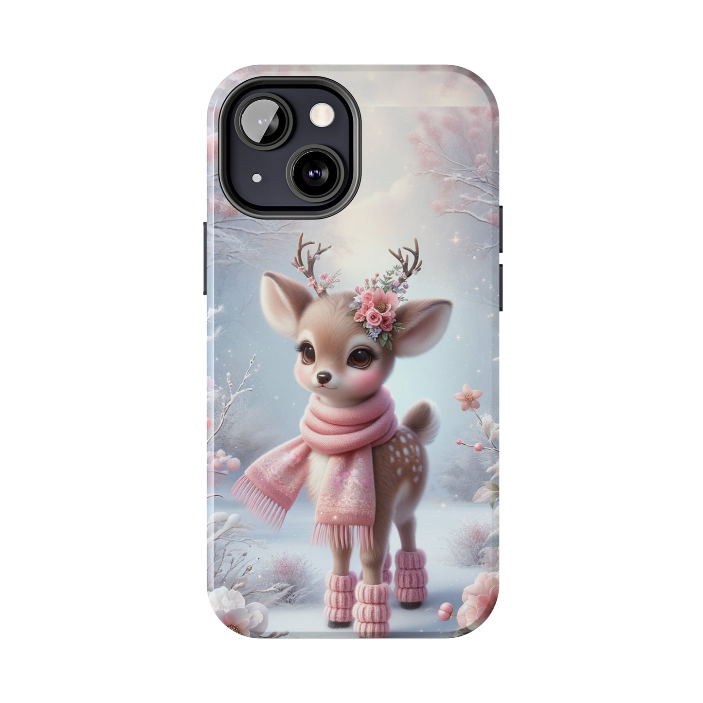 Cute Deer Winter Scene Pattern Design Tough Phone Case compatible with a large variety of iPhone models, Gift, Phone Case