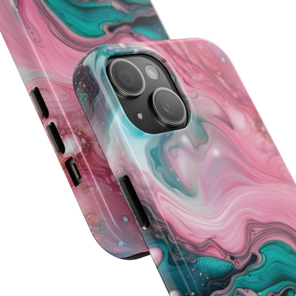 Pink and Teal Alcohol Ink Pattern Design Phone Case compatible with a large variety of iPhone models, Phone Case, Gift